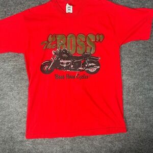 Boss Hoss Cycles Red Motorcycle Graphic T Shirt Mens Large